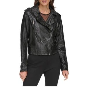 DKNY Crackle Crinkle PU Moto Jacket